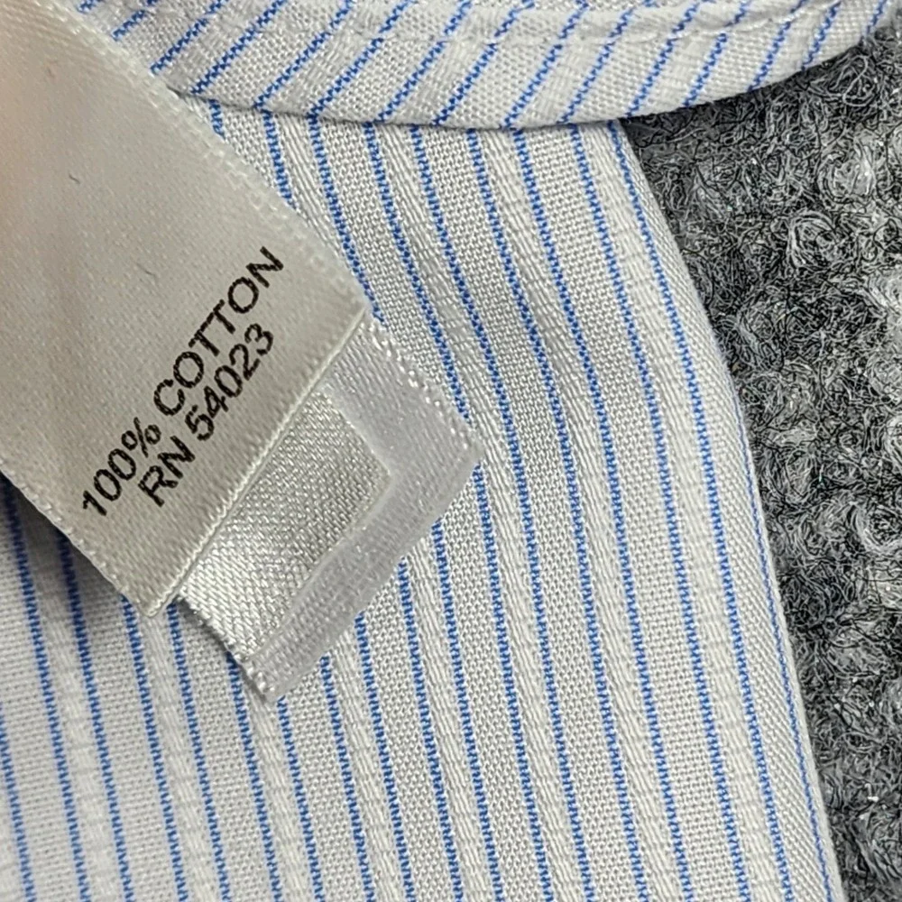 Banana Republic Mens Small Non-Iron Tailored Slim Fit Blue Pinstripe Dress Shirt